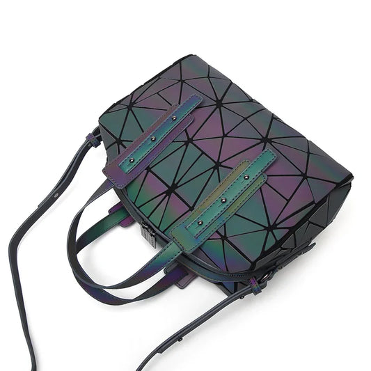 In Rome Luminous Geometric Boston Bag – Women’s Laser Sequin Shoulder & Crossbody Handbag